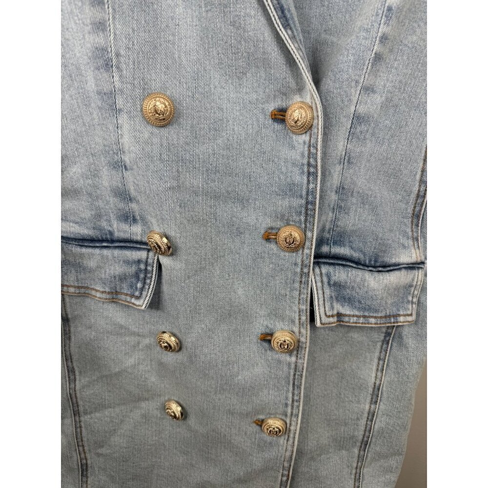 Generation Love Sean Denim Blazer Dress Size XXS NWT in Light Blue Gold Buttons - Picture 8 of 9